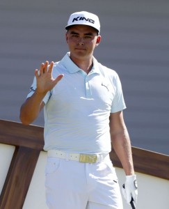 PGA golfer Rickie Fowler waits to tee off on the first hole during the first round of the Hyundai Tournament of Champions golf tournament at Kapalua Resort on Thursday. Photo by Brian Spurlock of USA TODAY Sports.