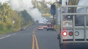 Vehicle fire near DT Fleming in West Maui, Jan. 16, 2016.  Photo credit: Benjamin Pietsch.