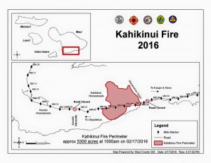 Kahikinui Brush Fire as of 2.18.2016 (Map: Maui Fire Department)