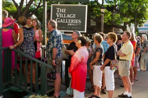 6 - Guests waiting to attend the Artists Aloha Reception at Village Galleries
