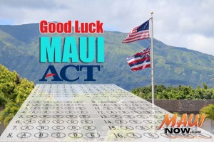 Good luck Maui! Maui Now graphic.