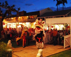 Lion dancing in front of Wo Hing temple on Front Street. Photo by Amy Moore.