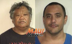 Father and son Joseph and Brandon Oania were arrested on suspicion of first degree arson. Photos courtesy: Maui Police Department