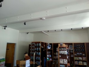 The ceiling beam, which cracked in March 2015, was repaired via "sistering" additional support to the beam. Photo credit: Haleakalā National Park.