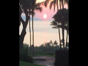 Sunset from Gannon's lanai in Wailea. Photo by Bret Pafford.