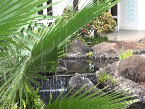 Fountain by the outdoor lanai at Gannon's. Photo by Kiaora Bohlool.