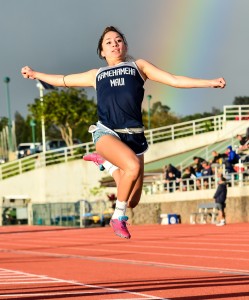 Kamehameha Maui jumper Quinn Williams finished second in the girls long jump at 16 feet in her first meet of the season. Photo by Rodney S. Yap.