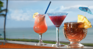 Tropical drinks at Leilani's restaurant at Whaler's Village in Kā‘anapali. Photo courtesy of Leilani's.