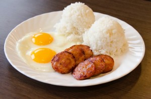 Portuguese sausage, eggs and rice at Zippy's. Photo courtesy of Hawai‘i Agricultural Foundation.