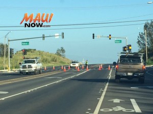 Haleakalā Highway. Traffic accident/Road closure, 3.30.16. Photo by Tara Dugan.