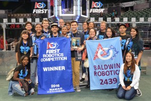 Baldwin High’s robotics team led the winning alliance at the 2016 Hawaii FIRST Regional Competition, and will be heading to the world championship in St. Louis, Missouri, April 27-30, 2016.