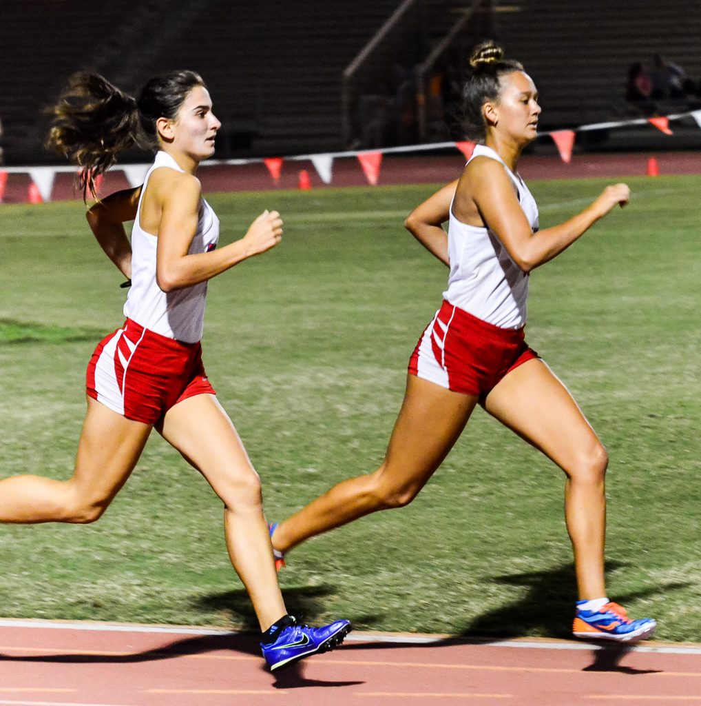 Seabury Hall's top distance runners, Ava Shipman (right) and Veronica Winham hope to duplicate their early-season success at the MIL championship finals Saturday. Photo by Rodney S. Yap.