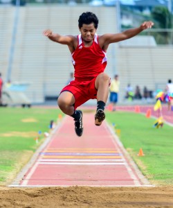Lahainaluna's Haaheo Au won the boys long jump Friday at the MIL junior varsity championship finals. File photo by Rodney S. Yap.