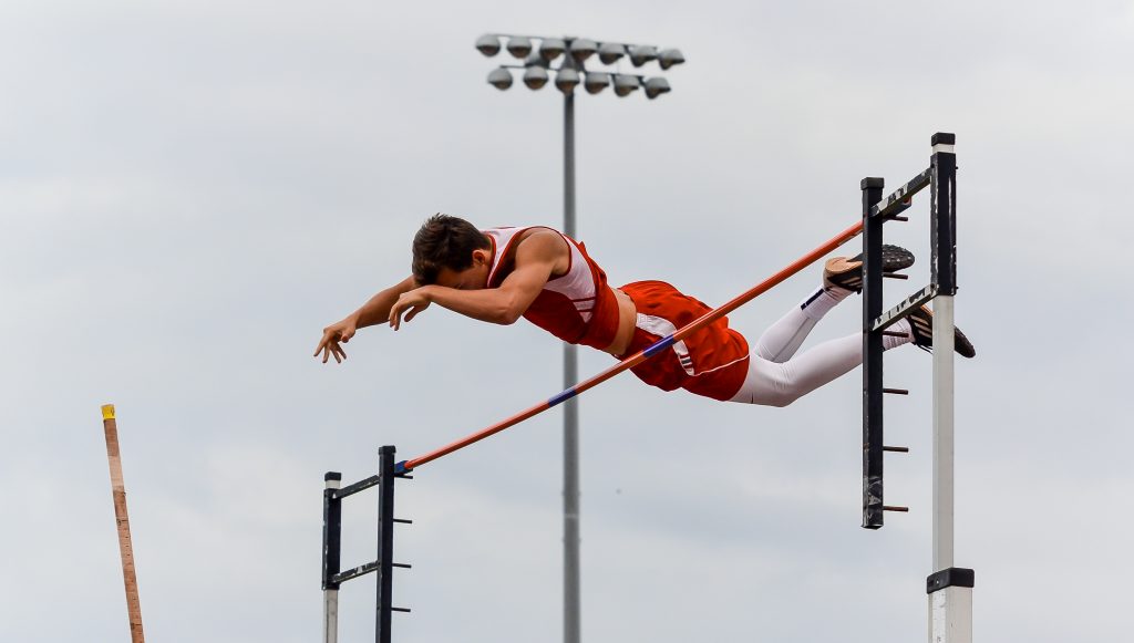 Lahainaluna's Anis Bel clears the pole vault bar at 14 feet Friday. Photo by Rodney S. Yap.