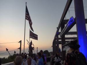 Sunset ceremony with bagpipes at Fleetwood's on Front Street in Lahaina. Photo by Kiaora Bohlool.