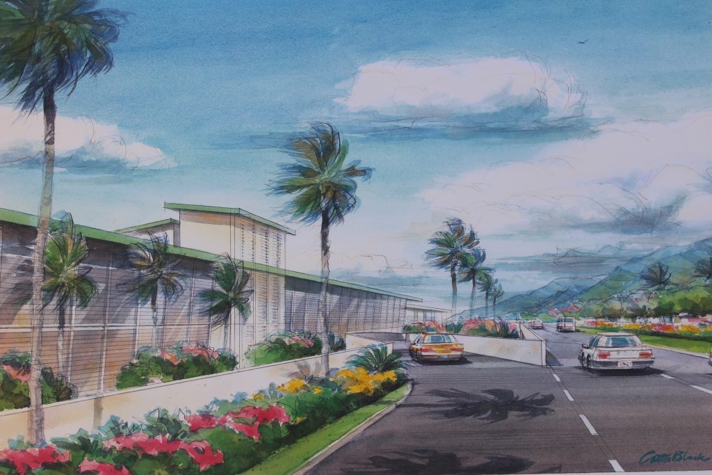 Rental Car Return to new facility. Project renderings of the Kahului Airport Consolidated Rent-A-Car facility. Photo by Wendy Osher. (4.15.16)