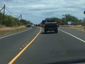 Traffic backed up in both directions (1:48 p.m. April 18, 2016) following a traffic accident reported at around 1:23 p.m near Mile 17 near Cut Mountain.
