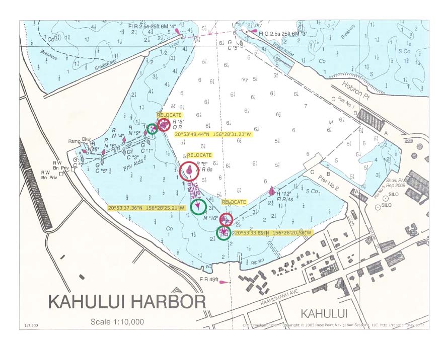 Kahului Harbor buoy moves. US Coast Guard graphic. 