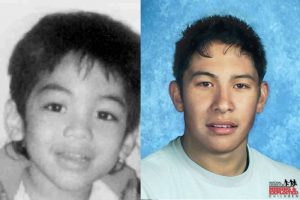 "Peter Boy" Kema showing what he looked like when he went missing in 1997 (left) and what he would look like in an age progressed image (right) produced by the National Center for Missing and Exploited Children.