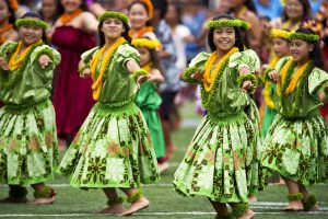 Hula dancers. May 2016 stock photo.