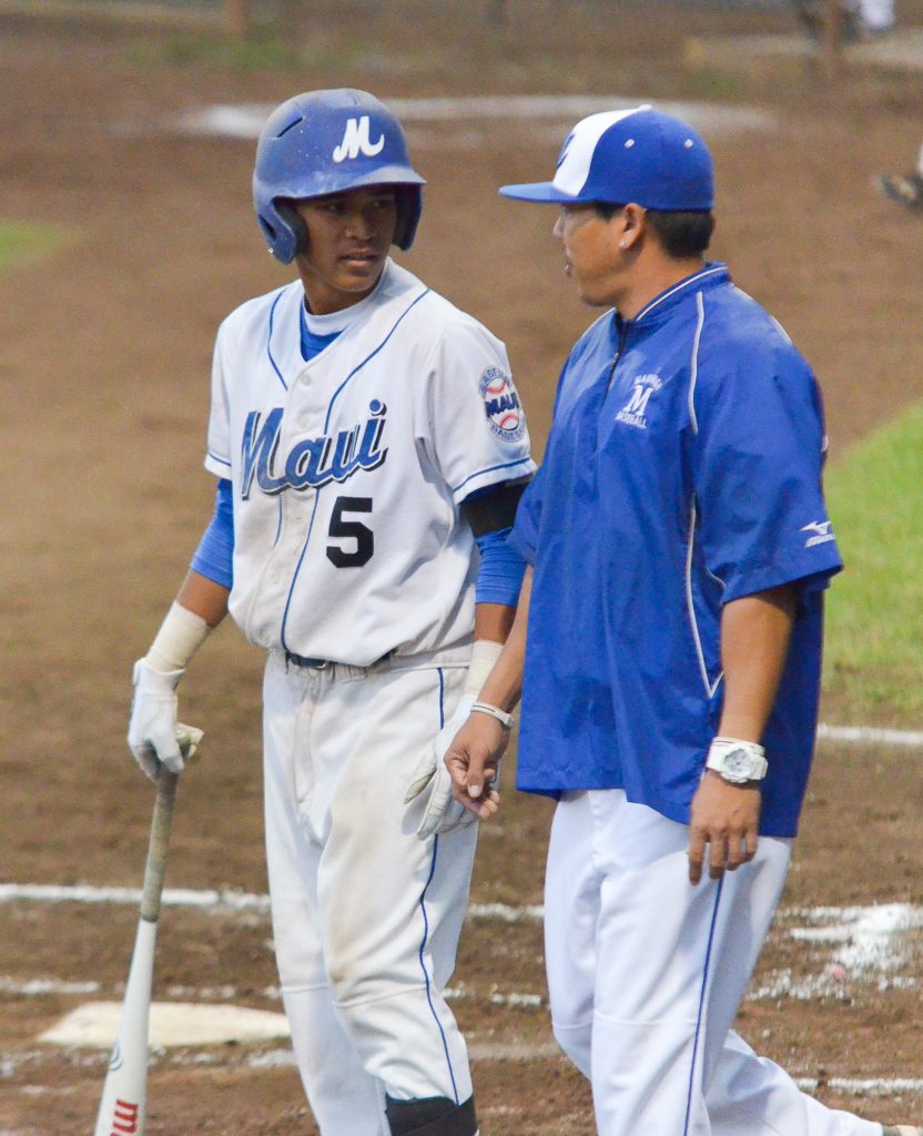 Maui High School junior infielder Kao Mindoro will help lead the Sabers today when they face Pearl City at Maehara Stadium, beginning at 7 p.m. File photo by Rodney S. Yap.