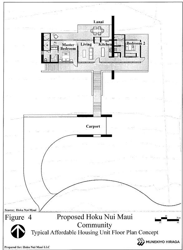 Proposed Hoku Maui Nui Community - Typical affordable housing unit floor plan concept. Image courtesy Munekiyo Hiraga, Draft EA.