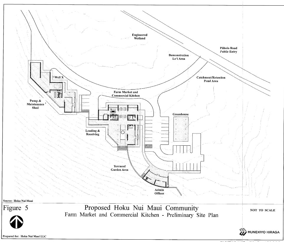 Proposed Hoku Maui Nui Community - Farm Market and Commercial Kitchen - preliminary site plan. Image courtesy Munekiyo Hiraga, Draft EA.