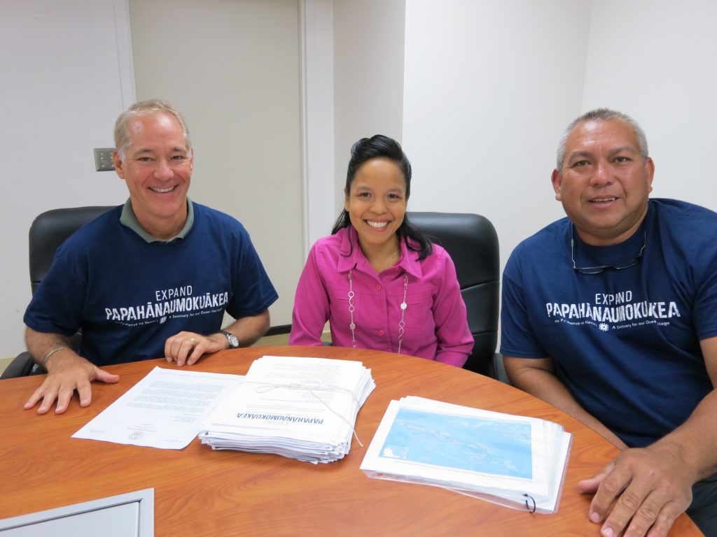 Rob Parsons, environmental coordinator, serving as a representative of Maui Mayor Alan Arakawa's office; Leah M. Belmonte, governor's representative, Maui Office of the Governor, State of Hawaii; and Jay Carpio, fisherman, Maui.