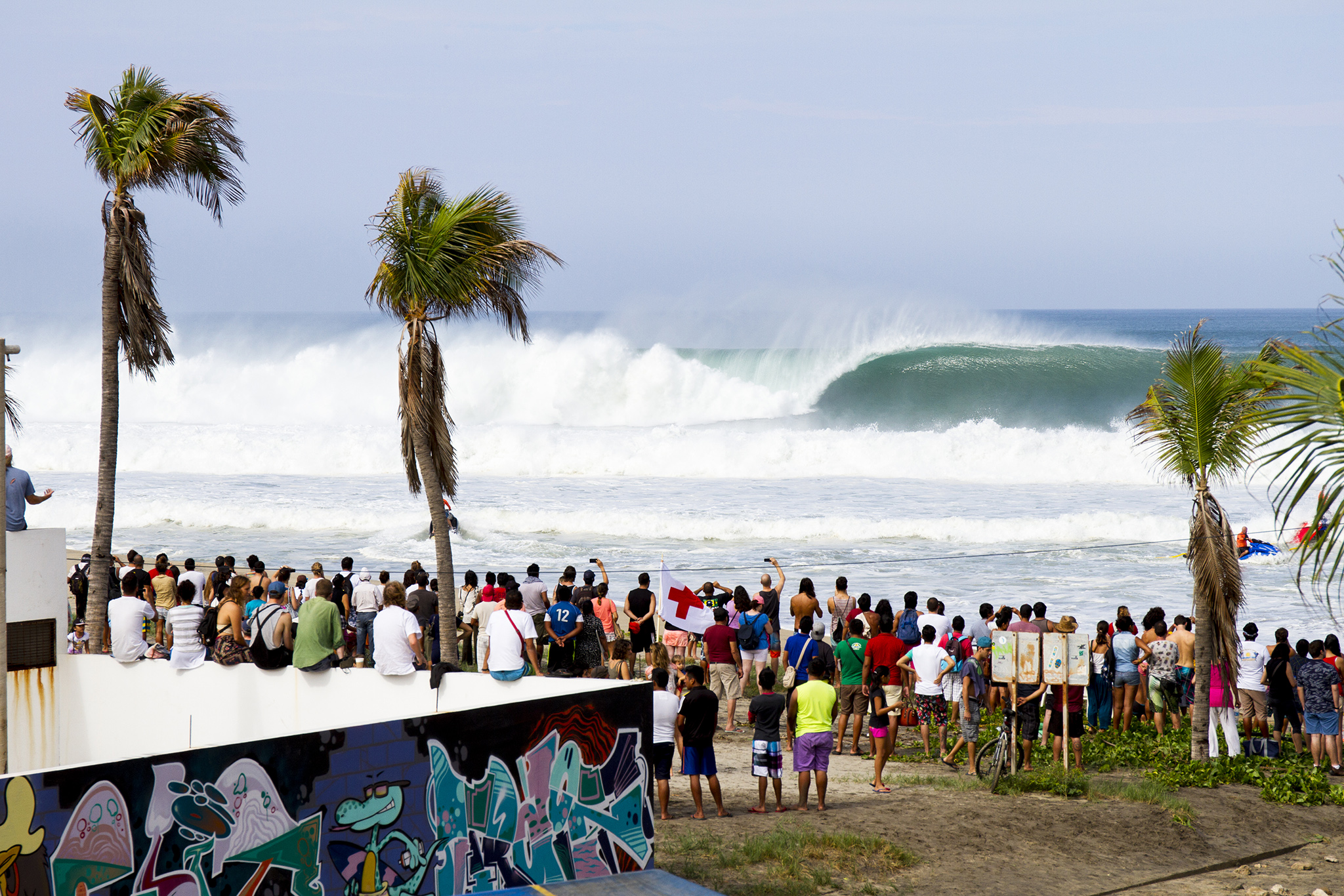 Thirty foot waves (ten meter) waves poured into Puerto Escondido that saw the Big Wave World Tour Puerto Escondido Challenge underunderway in Mexico on Friday July 25, 2016. PHOTO: © WSL/ Heff 