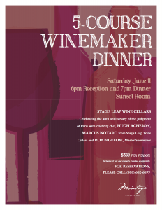 Wine Dinner with celebrity chef Hugh Acheson on June 11.  Courtesy image.