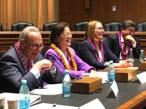 (From left) Sen. Charles Schumer (D-NY), Sen. Mazie Hirono, US Department of Agriculture Deputy Under Secretary for Farm and Foreign Agricultural Services Alexis Taylor, and Hawai‘i State Senate President Ron Kouchi. US Senate photo.