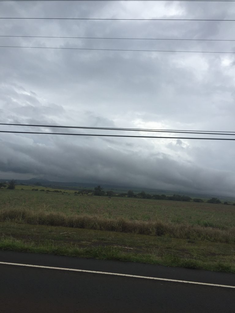 Tropical Storm Darby. Heading into Central Maui from Haleaklāʻ Hwy, 8:45 a.m. 7.24.16. Photo credit: Nicole Schenfeld.