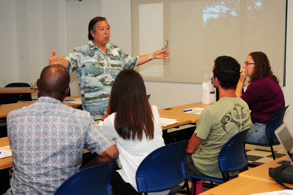 Wayne Thom of DBEDT shared information on the Enterprise Zones (EZ) Partnership Program, a state program which helps lower the cost of doing business in Hawai‘i. DBEDT photo.
