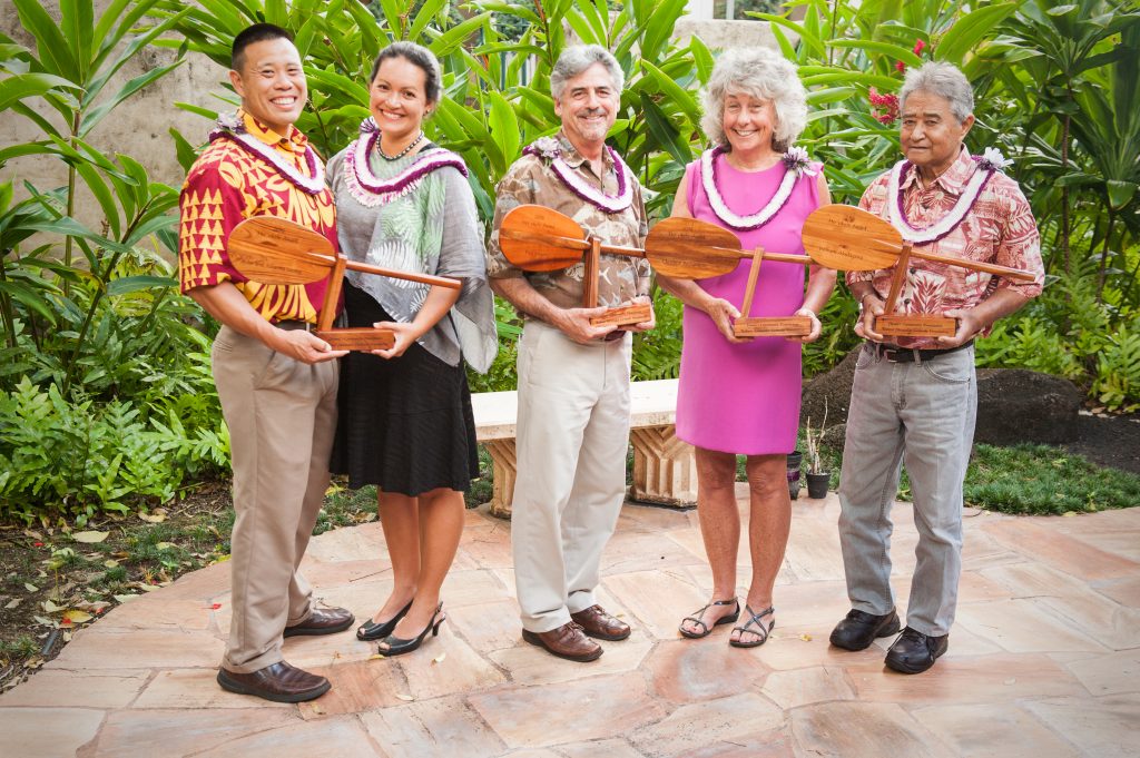 Pictured from left to right: John Leong, Juliana Rapu Leong, Paul Singer, Christine Richardson and William Akutagawa, Jr., courtesy of the Hawaii Community Foundation.
