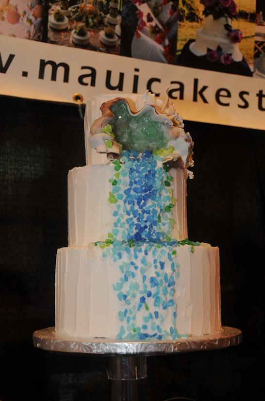 Delicious and decorative cakes displayed at the Maui Wedding Association's Maui Wedding Expo.