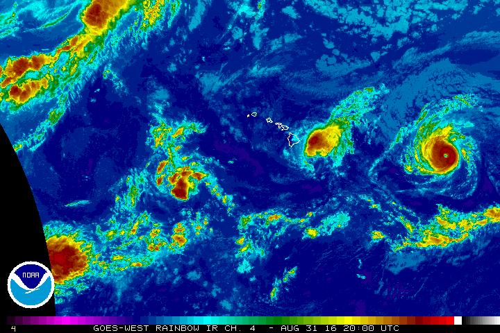 Madeline. Satellite imagery, 10 a.m. 8.31.16. Image credit: NOAA/NWS/CPHC.