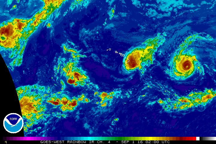Madeline. Satellite imagery, 5 p.m. 8.31.16. Image credit: NOAA/NWS/CPHC.
