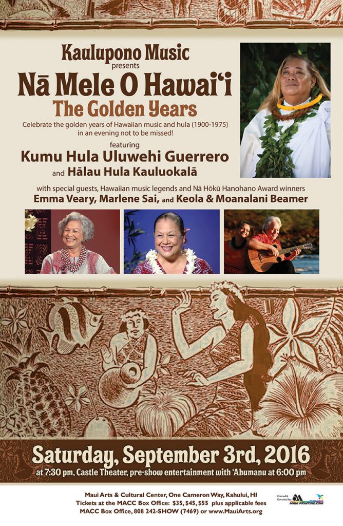 Uluwehi Guerrero concert flyer.