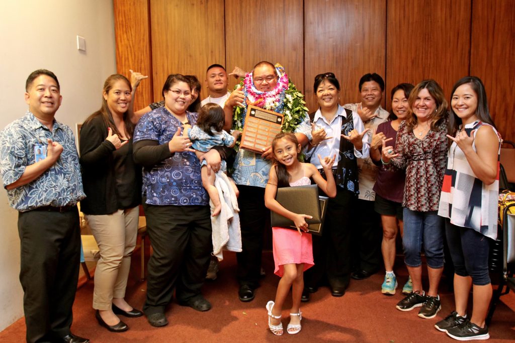 Honowai Elementary’s Lowell Kalani Spencer was named HIDOE’s 2016 Employee of the Year for his meticulous work as head custodian. 