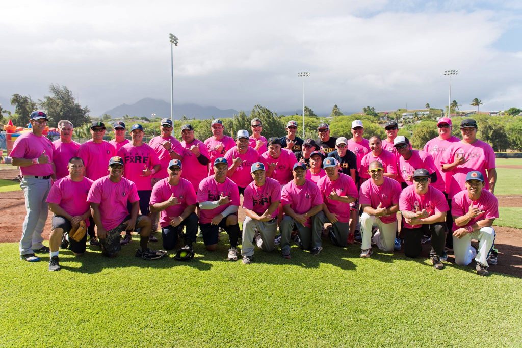 Go Pink 2015 players. Image courtesy Maui Department of Fire and Public Safety.