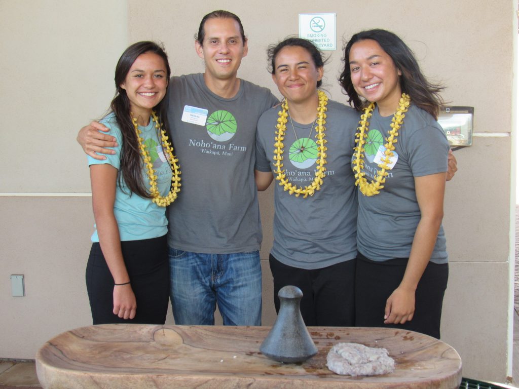 Nohoʻana Farm Noelani Reyes, Hokuao Pellegrino, Jade Chihara and Kealohalania Kaʻaikala. Image courtesy: STEMWorks/Maui Economic Development Board.