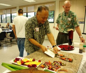 Meeting facilitators SBDC Maui Center Director Wayne Wong and MEDB Business Development Director Gerry Smith at the inaugural BiTT in South Maui at MRTC on Sept. 13, 2016. Image courtesy MBB.