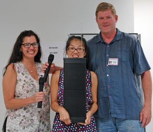  MBB organizers Nicole Fisher and Grace Fung, SCORE Maui Counselor Richard Kehoe and the new PA system. Image courtesy MBB