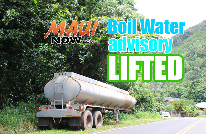 Boil Water Advisory Lifted. Maui Now graphic.