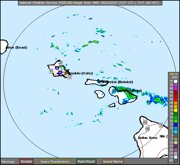 Maui radar, 5 a.m. 9/23/16. Image: NOAA/NWS.