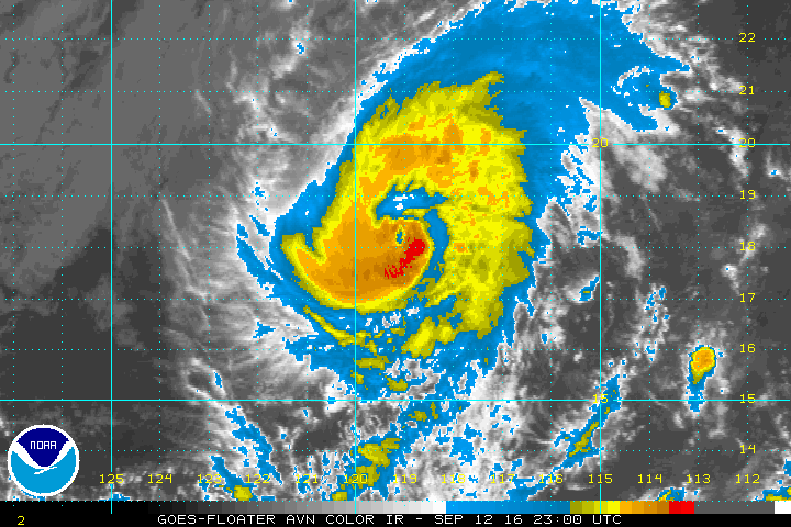 11 a.m. HST 9.12.16. Satellite imagery of Orlene courtesy National Hurricane Center/NOAA/NWS.