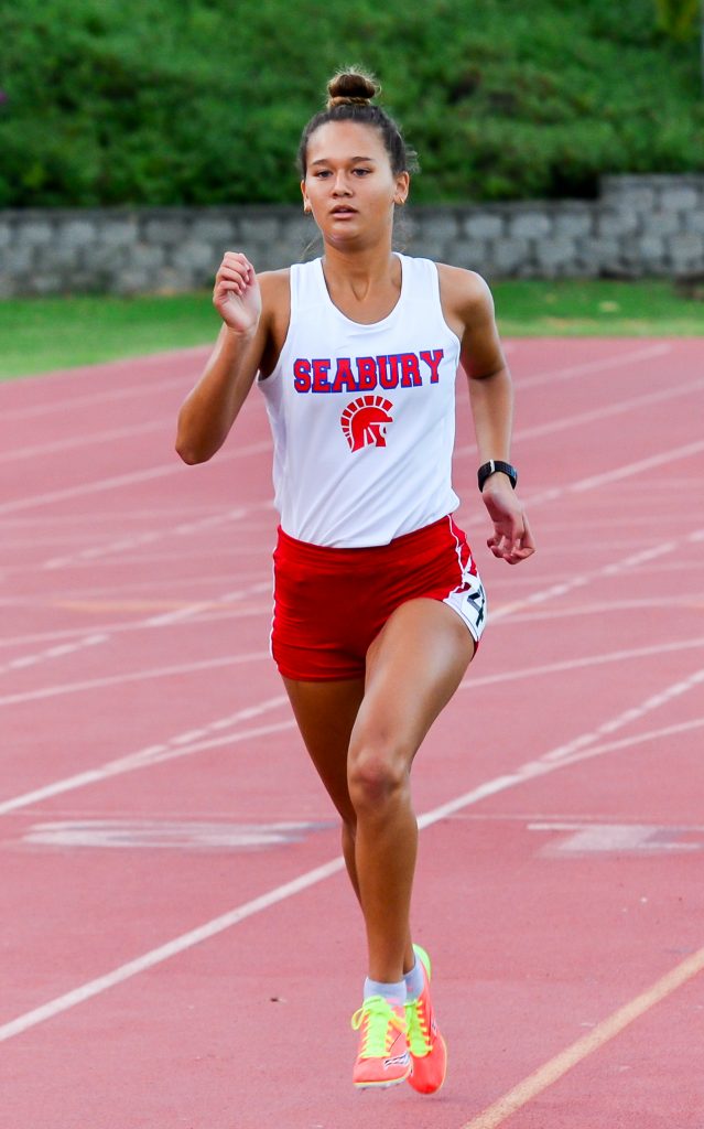 The 2016 state girls cross-country runner-up Ava Shipman of Seabury Hall. She is pictured here during the 2015 track and field season. File photo by Rodney S. Yap.