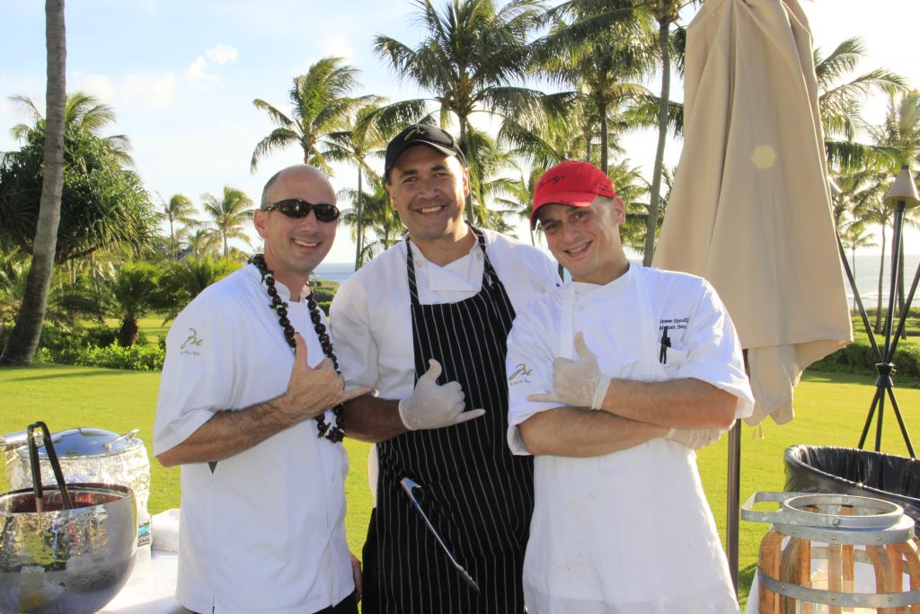 Montage Kapalua Bay's Executive Chef David Viviano (left), Ali Vogele (middle) and Jesse Houdlette (right). Photo Courtesy: Marlo Antes.