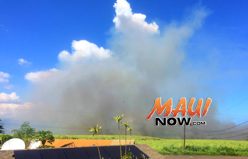 Hāliʻimaile cane fire. Photo: 10.6.16 by Kiaora Bohlool.