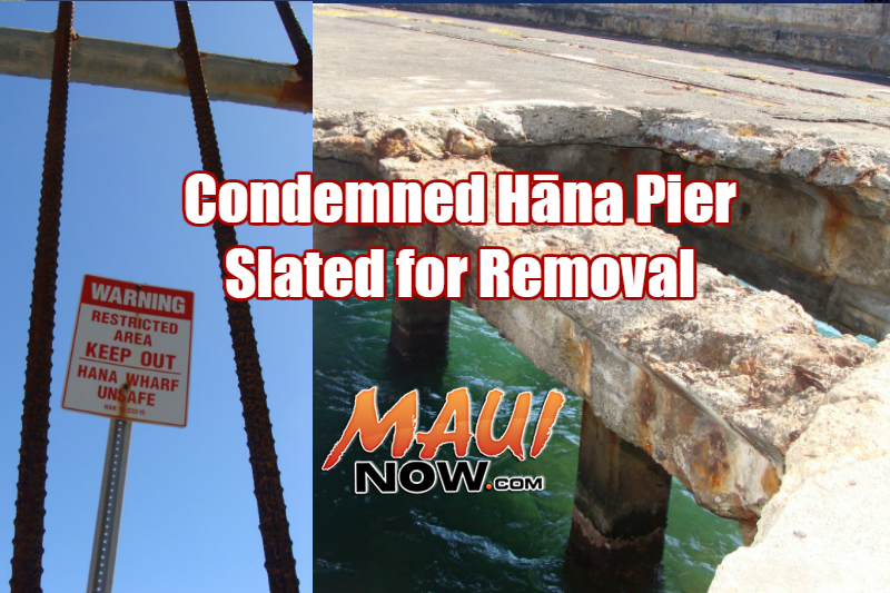 Condemned Hāna Pier slated for removal. File image 2008 by Wendy Osher.